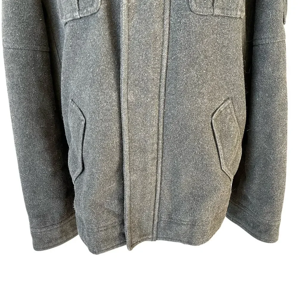 Levi's Jacket Coat Men's Large Grey Black Hooded Full Zip Snaps Patch Pockets